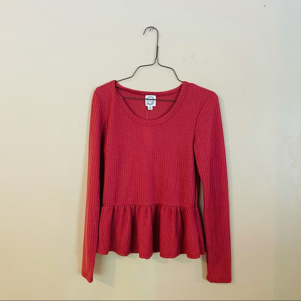 NWT Raspberry Red Peplum Style Knit Top